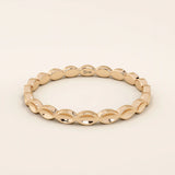 14K solid gold plain slim bumpy stacking ring for women