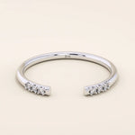 14k solid gold open band stacking wedding ring with tiny moissanite stones