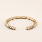 14k solid gold open band stacking wedding ring with tiny moissanite stones