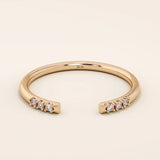 14k solid gold open band stacking wedding ring with tiny moissanite stones