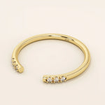 14k solid gold open band stacking wedding ring with tiny moissanite stones