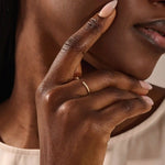 14k solid gold open band stacking wedding ring with tiny moissanite stones