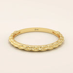 SLIM UNIQUE BAND STACKING WEDDING RING IN 14K SOLID YELLOW GOLD FOR WOMEN