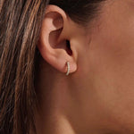 14k solid gold pave moissanite small hoop earrings for women