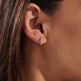 14k solid gold pave moissanite small hoop earrings for women