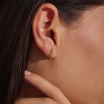 14k solid gold pave moissanite small hoop earrings for women