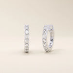 14k solid gold pave moissanite small hoop earrings for women