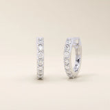 14k solid gold pave moissanite small hoop earrings for women
