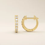 14k solid gold pave moissanite small hoop earrings for women