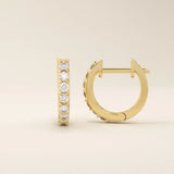 14k solid gold pave moissanite small hoop earrings for women