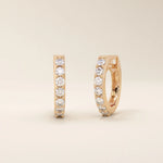 14k solid gold pave moissanite small hoop earrings for women