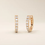 14k solid gold pave moissanite small hoop earrings for women
