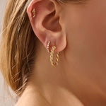 14k solid gold pave moissanite small hoop earrings for women
