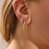 14k solid gold pave moissanite small hoop earrings for women