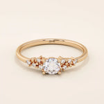 14k solid gold solitaire cluster engagement ring for women