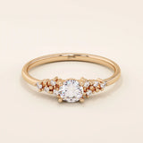 14k solid gold solitaire cluster engagement ring for women