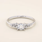 14k solid gold solitaire cluster engagement ring for women