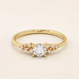 14k solid gold solitaire cluster engagement ring for women