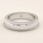 14k solid gold unisex design milgrain plain band solo small moissanite alliance wedding band