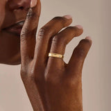 14k solid gold unisex design milgrain plain band solo small moissanite alliance wedding band