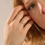 14k solid gold unisex design milgrain plain band solo small moissanite alliance wedding band