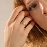 14k solid gold unisex design milgrain plain band solo small moissanite alliance wedding band