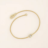 14k solid gold solo bezel set pear bracelet for women