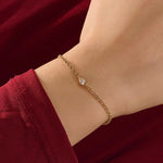 14k solid gold solo bezel set pear bracelet for women