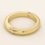 14k solid gold unisex design milgrain plain SLIM band solo moissanite alliance wedding band