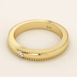 14k solid gold unisex design milgrain plain SLIM band solo moissanite alliance wedding band