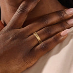14k solid gold unisex design milgrain plain band solo moissanite alliance wedding band