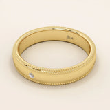 14k solid gold unisex design milgrain plain band solo moissanite alliance wedding band