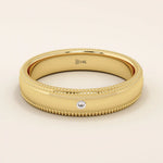 14k solid gold unisex design milgrain plain band solo moissanite alliance wedding band