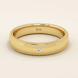 14k solid gold unisex design milgrain plain band solo moissanite alliance wedding band