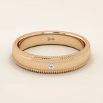 14k solid gold unisex design milgrain plain band solo moissanite alliance wedding band