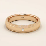 14k solid gold unisex design milgrain plain band solo moissanite alliance wedding band