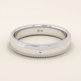 14k solid gold unisex design milgrain plain band solo moissanite alliance wedding band