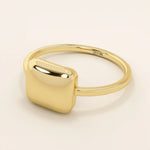 slim band with a square-shaped dome at front statement pinky signet ring for women in 14k solid gold