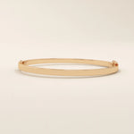 14K SOLID PLAIN GOLD SQUARE TUBE HINGED BANGLE BRACELET FOR WOMEN