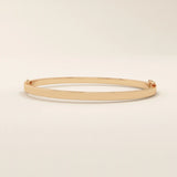 14K SOLID PLAIN GOLD SQUARE TUBE HINGED BANGLE BRACELET FOR WOMEN