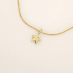 14K SOLID PLAIN YELLOW GOLD 3D STAR PENDANT NECKLACE FOR WOMEN