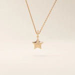 14K SOLID PLAIN YELLOW GOLD 3D STAR PENDANT NECKLACE FOR WOMEN
