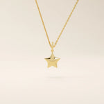 14K SOLID PLAIN YELLOW GOLD 3D STAR PENDANT NECKLACE FOR WOMEN