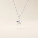 14K SOLID PLAIN YELLOW GOLD 3D STAR PENDANT NECKLACE FOR WOMEN