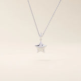 14K SOLID PLAIN YELLOW GOLD 3D STAR PENDANT NECKLACE FOR WOMEN