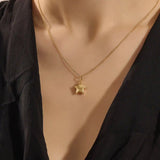 14K SOLID PLAIN YELLOW GOLD 3D STAR PENDANT NECKLACE FOR WOMEN