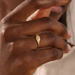 14k solid gold star celestial pinky signet statement ring for women with tiny moissanite stones