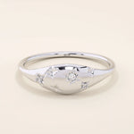 14k solid gold star celestial pinky signet statement ring for women with tiny moissanite stones