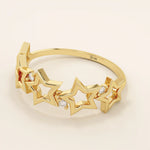 14K SOLID GOLD STARRY 5 STAR STACKABLE STATEMENT RING FOR WOMEN