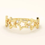 14K SOLID GOLD STARRY 5 STAR STACKABLE STATEMENT RING FOR WOMEN